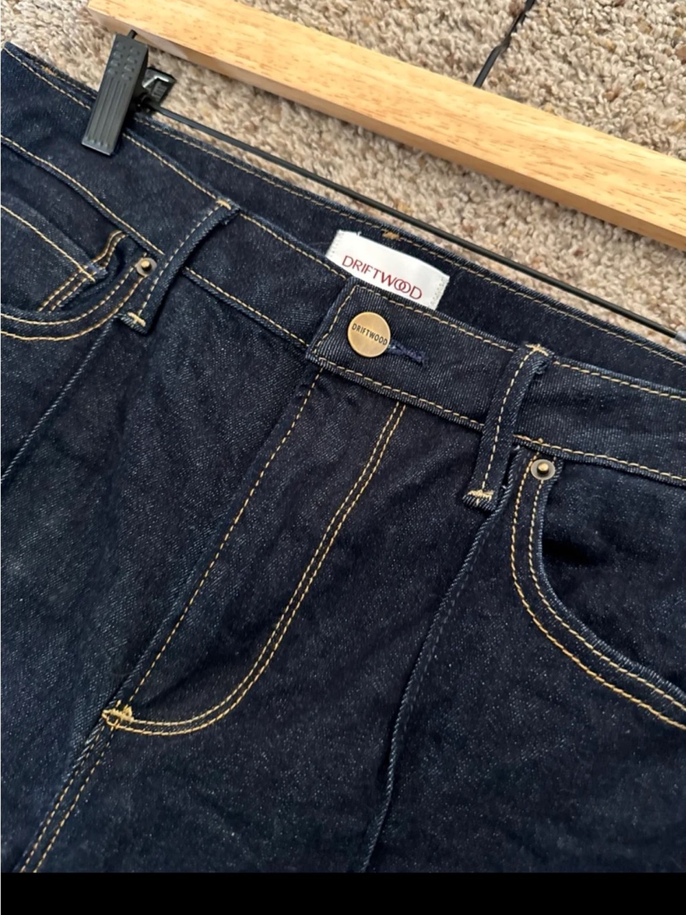 Driftwood Farrah Wide Leg Flared Pintuck Jeans in Dark Wash Indigo size 30 - Picture 6 of 12